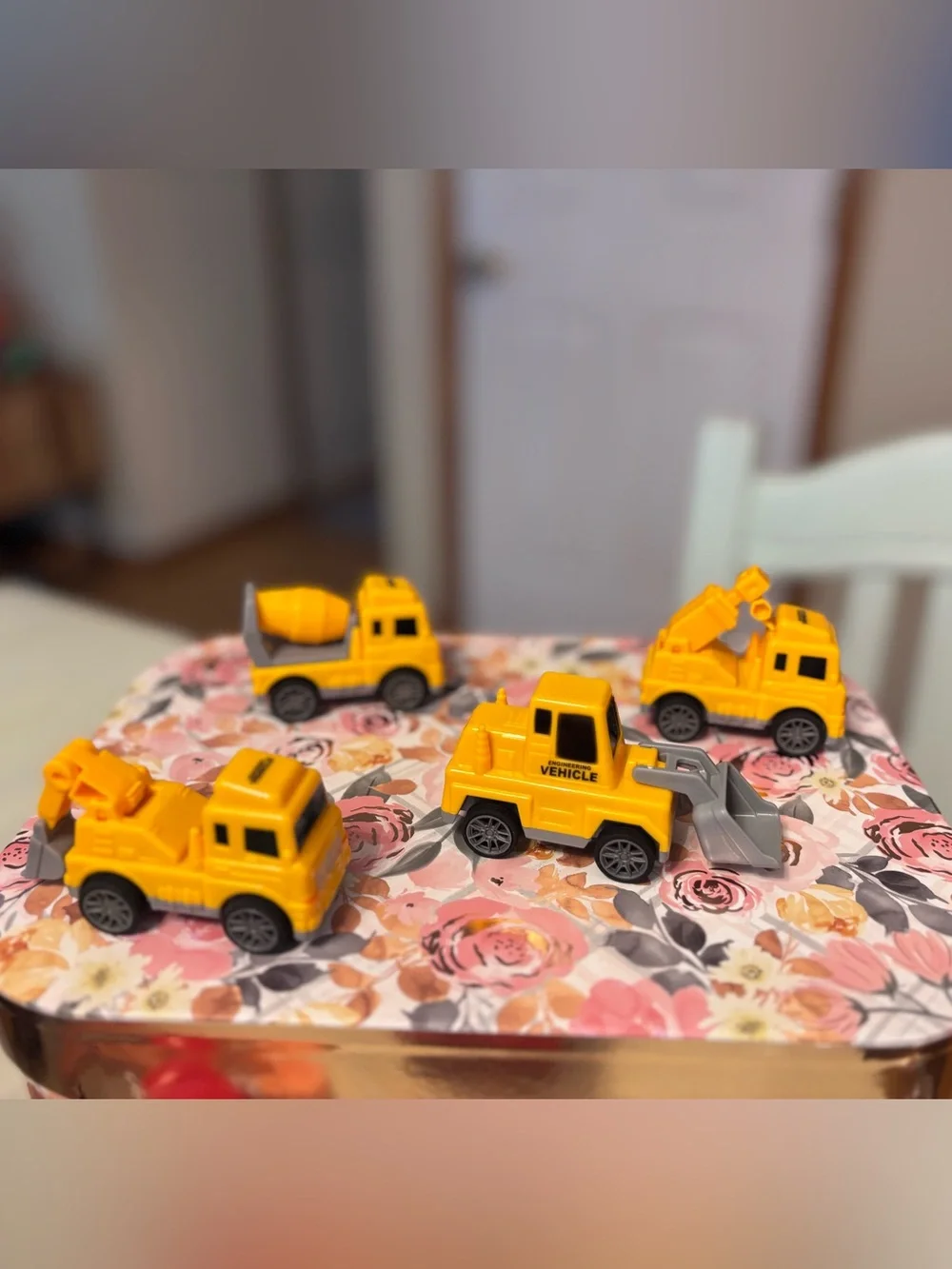 Set of 4 Construction Vehicles Toys for Kids Toddler Boys Girls Yellow Excavator
